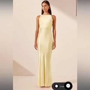 Shona Joy La Lune High Neck Ruched Maxi Dress - Lemon